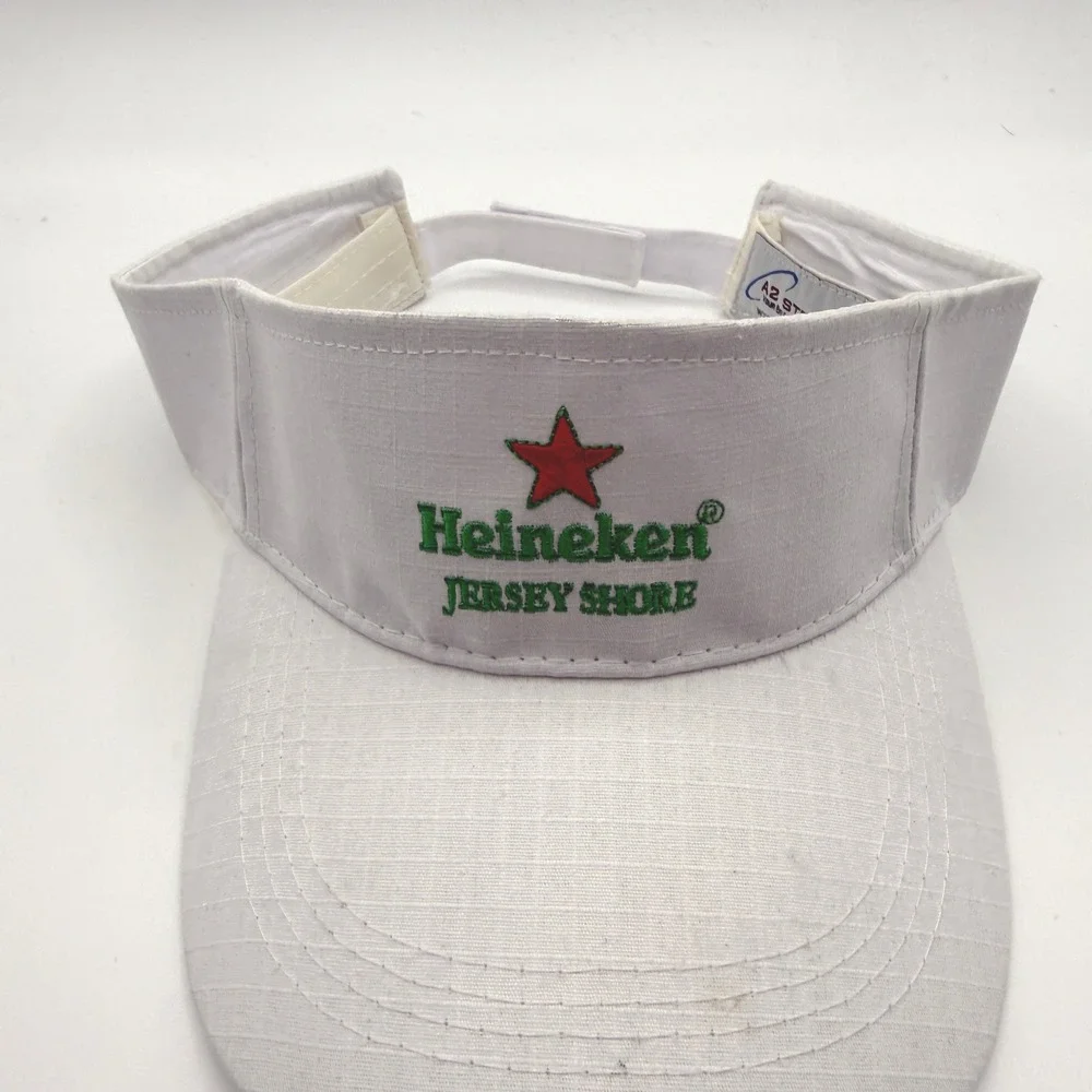 Heineken Visor Hat Mens White Jersey Shore Beer Promo Ripstop Adjustable 90s Y2K